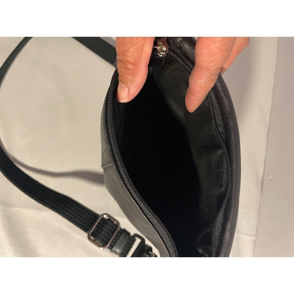 Coach Black Leather Flap Crossbody Bag Silver Buckle Adjustable Web Strap Small - Picture 7 of 12